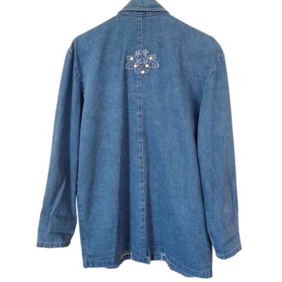 Vintage Cactus Denim Crystal Embellished Blazer Small - Picture 4 of 10